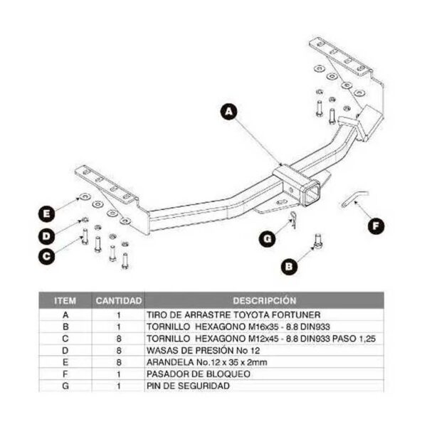 Tiro De Arrastre Toyota Fortuner 2007+ 2015 - Imagen 3